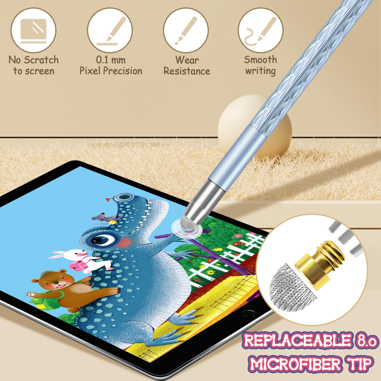 Tofficu 3er-Set Kapazitive Touchscreen-Stifte – Präzise Spitze, Silber & Dunkelblau