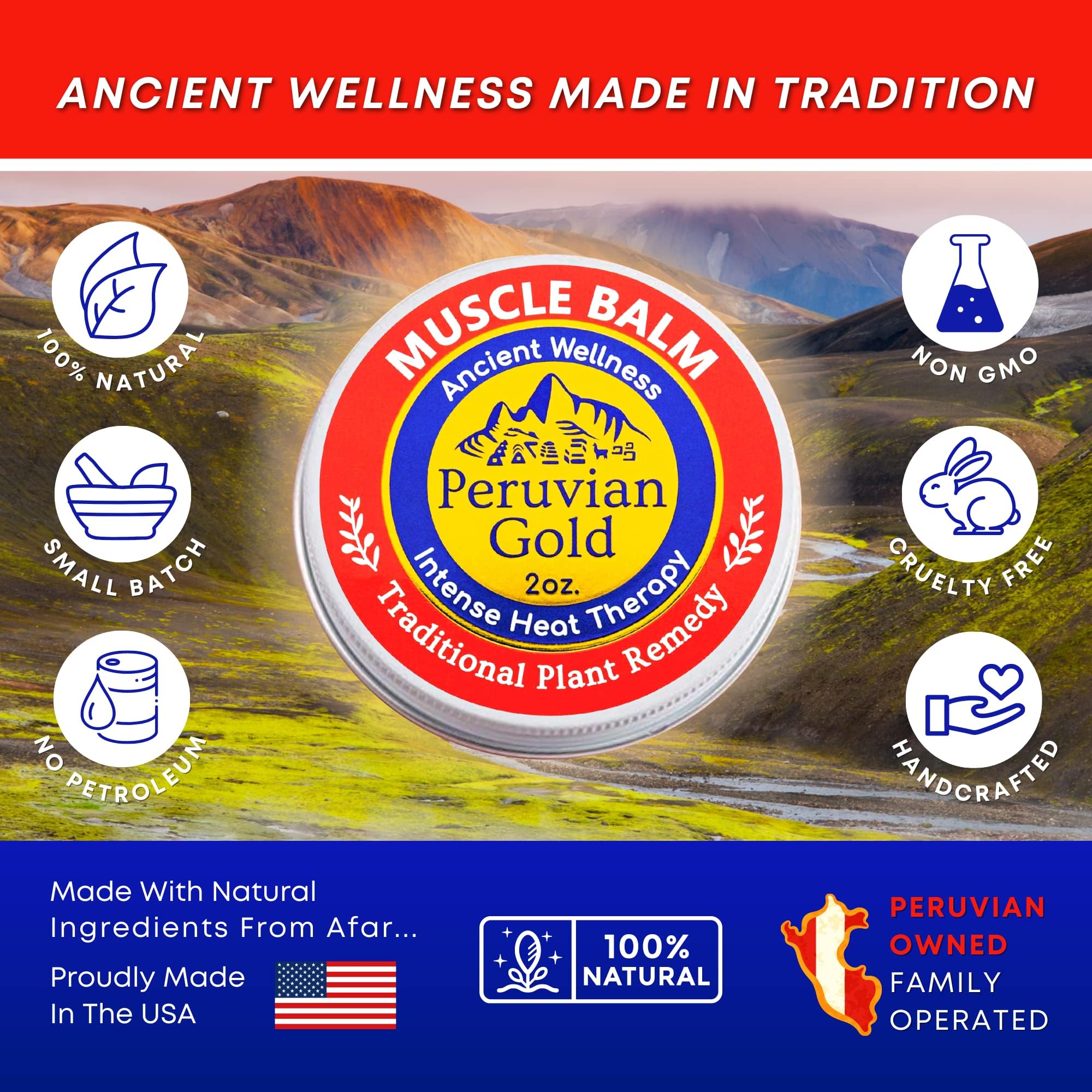 Sore Muscle Balm - Peruvian Gold Intense Heat Therapy Muscle Rub. 500K Scoville Heat Units Melts Away Sore, Painful Muscles. 2oz — Amazon image 6