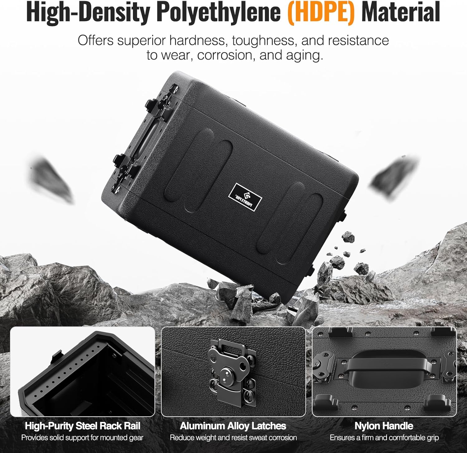 Phenyx Pro 4-Channel Wireless Mic Set PTU-5200-4B Bundled with 4U Shallow Rack Case PRCSE-4U