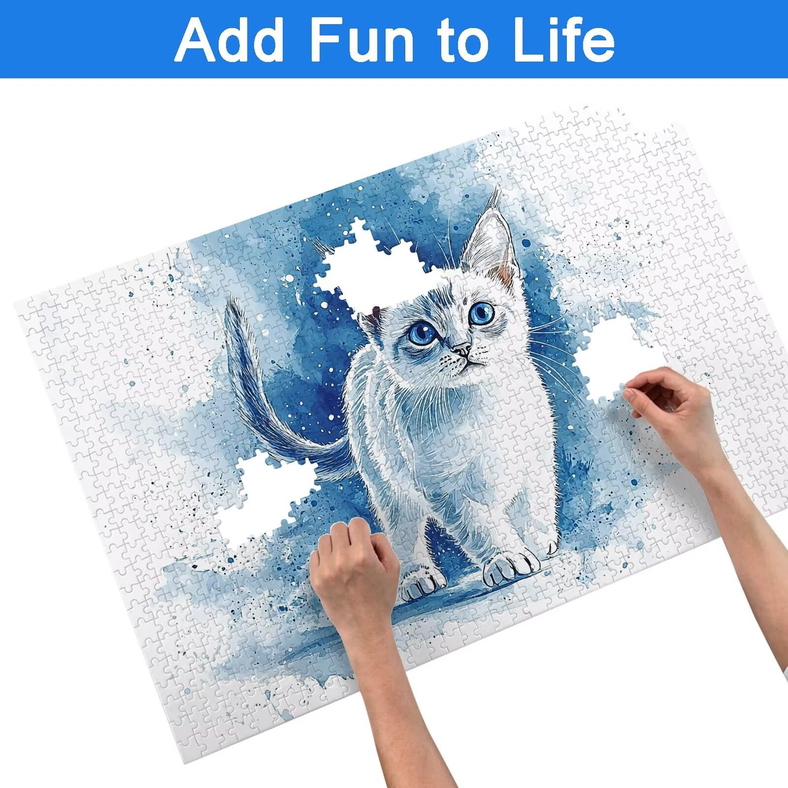 Puzzle 1500 Pièces Chat, Puzzle 1500 Pièces Adultes et Enfants, Puzzles Bois avec Une Boîte d'emballage Exquise, Jeu Éducatif Puzzles Animal, Decoration Maison, Cadeau Femme, Cadeau Homme, -7189