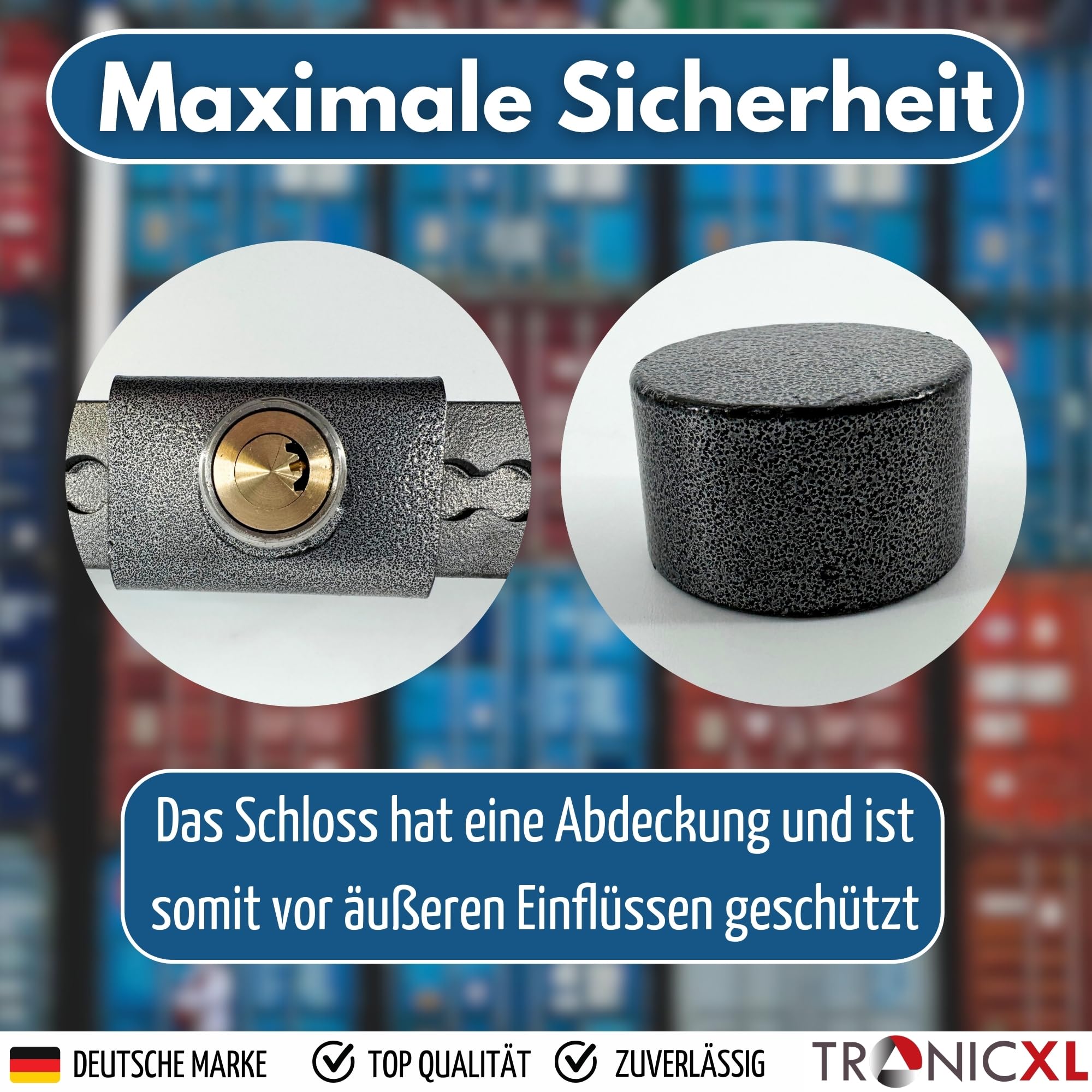 Containerschloss Von TronicXL – Stahlriegel Aus Gehärtetem Stahl Für LKW & Container
