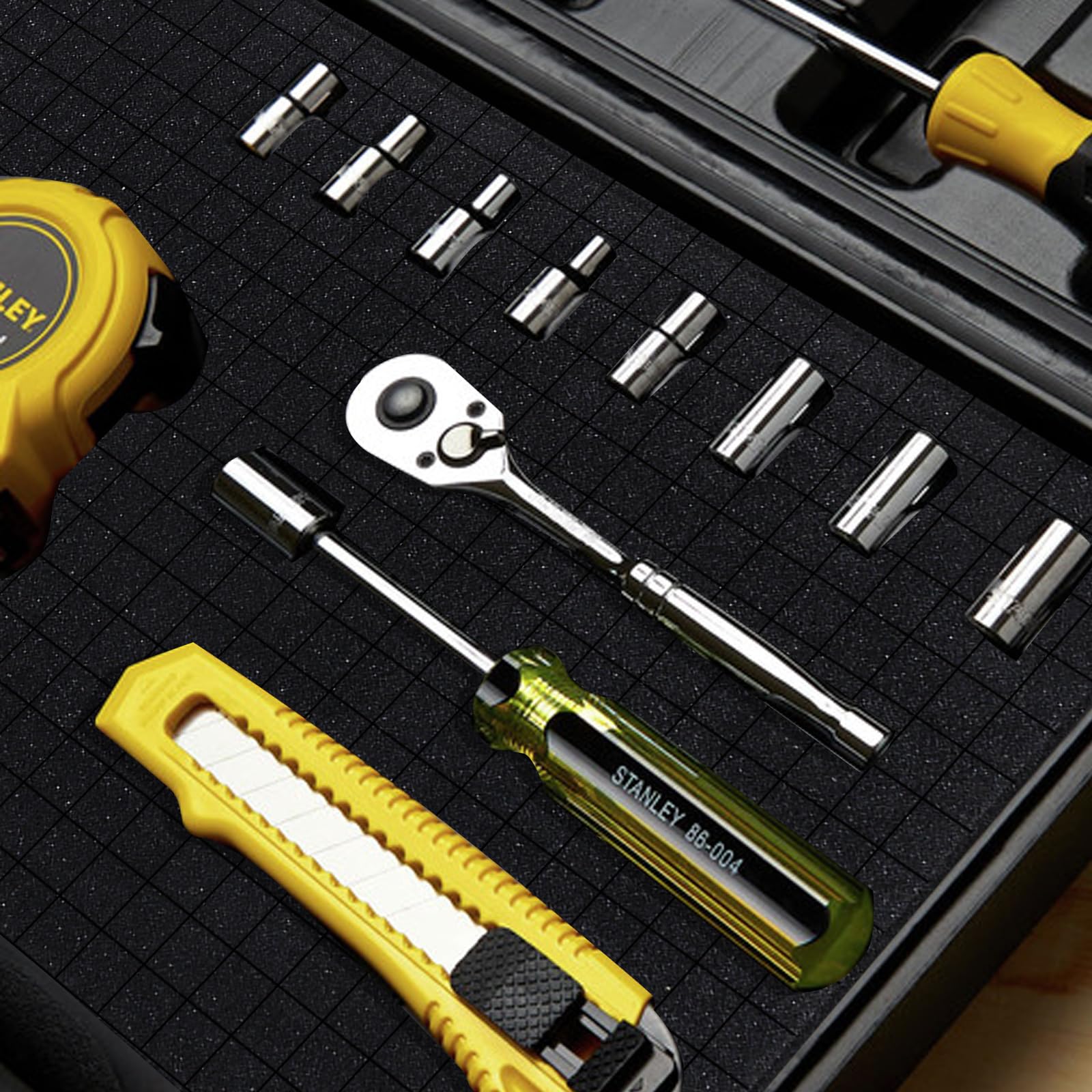 Quadratischer Schaumstoff, hochdichter Schaumstoff, zuschneidbare Polyurethan-Schaumstoffplatten für Spielbox, Werkzeugkasten, Bastelorganizer, Kamera-Aufbewahrung, Schwarz, 6 Stück