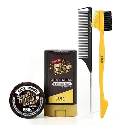 Black Collection - Kit de estilo - Marrón oscuro Sleek & Go, sin descamación, sin residuos, cubre gris y raíces, aceite de argán y aceite de