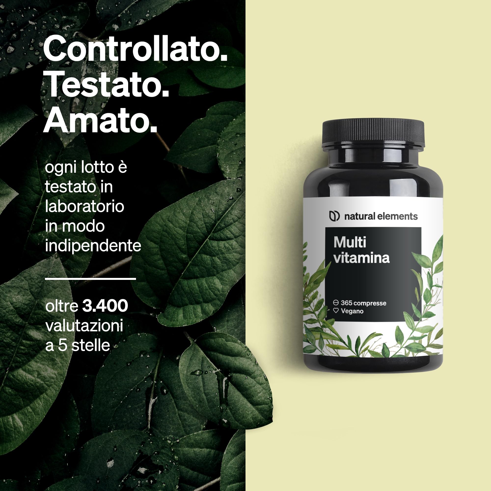 Multivitaminico – 365 compresse vegane – scorta annuale – preziose vitamine A-Z, vitamina K1 e K2 – senza additivi inutili – prodotto e testato in laboratorio in Germania