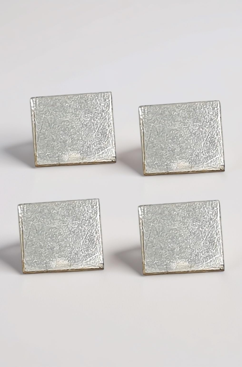 Sahiba Gems Unisex-Adult Handcrafted Solid Silver Square Piece Silver/Chandi Ka Tukra Chokor Gift To Your Beloved One (Small Size 1X1 Centimetre) Set Of 4 Pieces