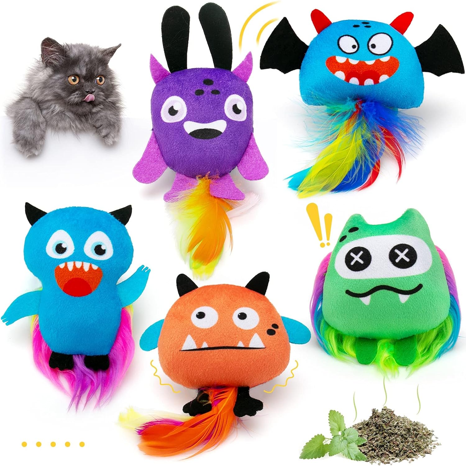 TOTARK Catnip Toy, 5Pcs Chew Toy with Squeaky Teeth