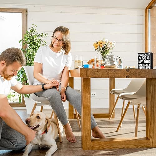 Miniatura 4 de Letrero divertido de madera con texto en inglés "Work Hard Dog" para decoración de habitación de casa de campo con texto en inglés "Dog Can Have a