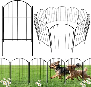 Bamworld Ogrodzenie Ogrodowe 43cm x 3m, Antykorozyjne Metalowe Ogrodzenie dla Zwierząt, Zestaw 10 Sztuk, Łukowate Panele Brzegowe do Rabatów Kwiatowych, Podwórka, Tarasu oraz Dekoracji Ogrodu