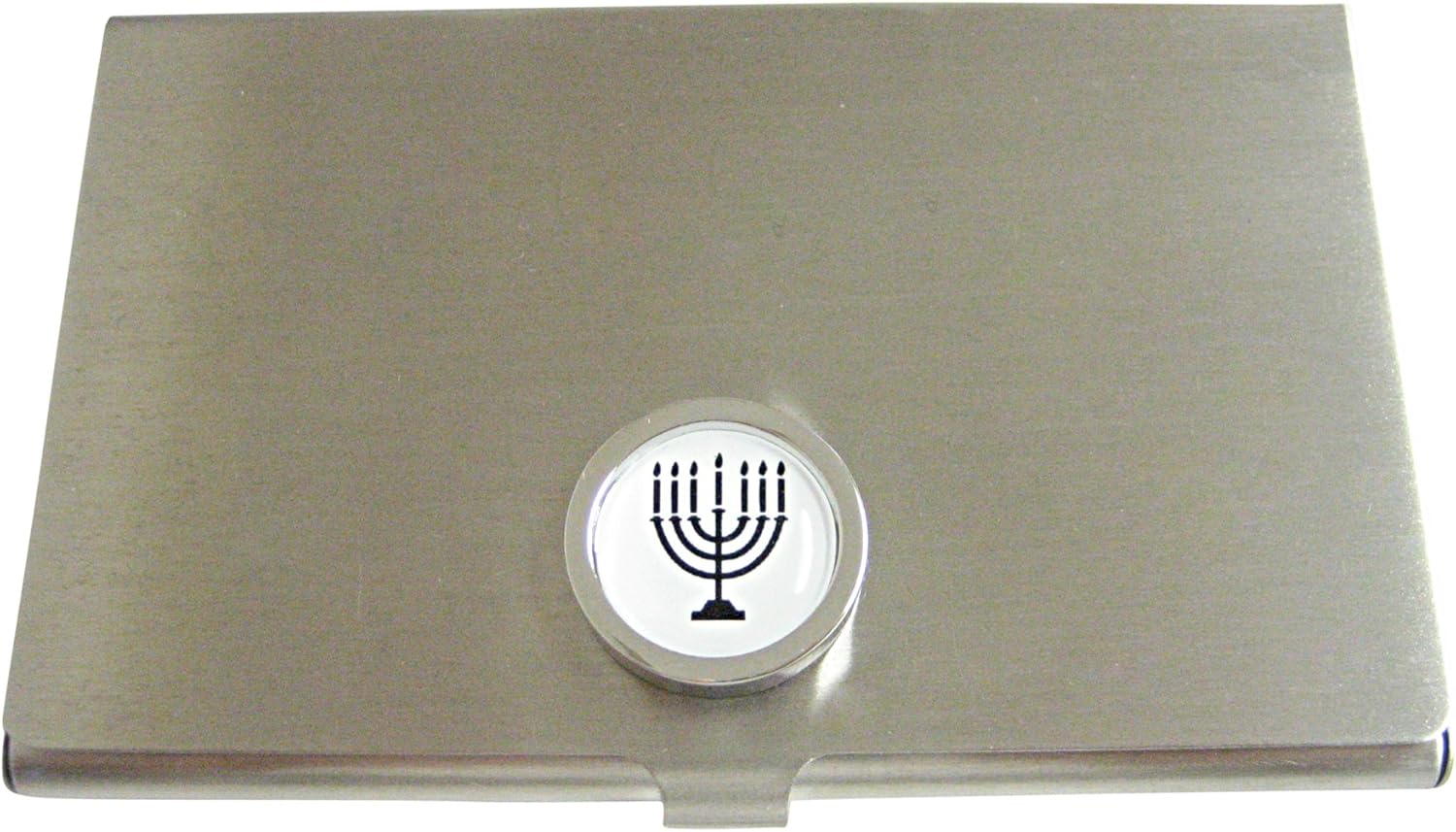 Kiola Designs Bordered Round Menorah Pendant Business Card Holder