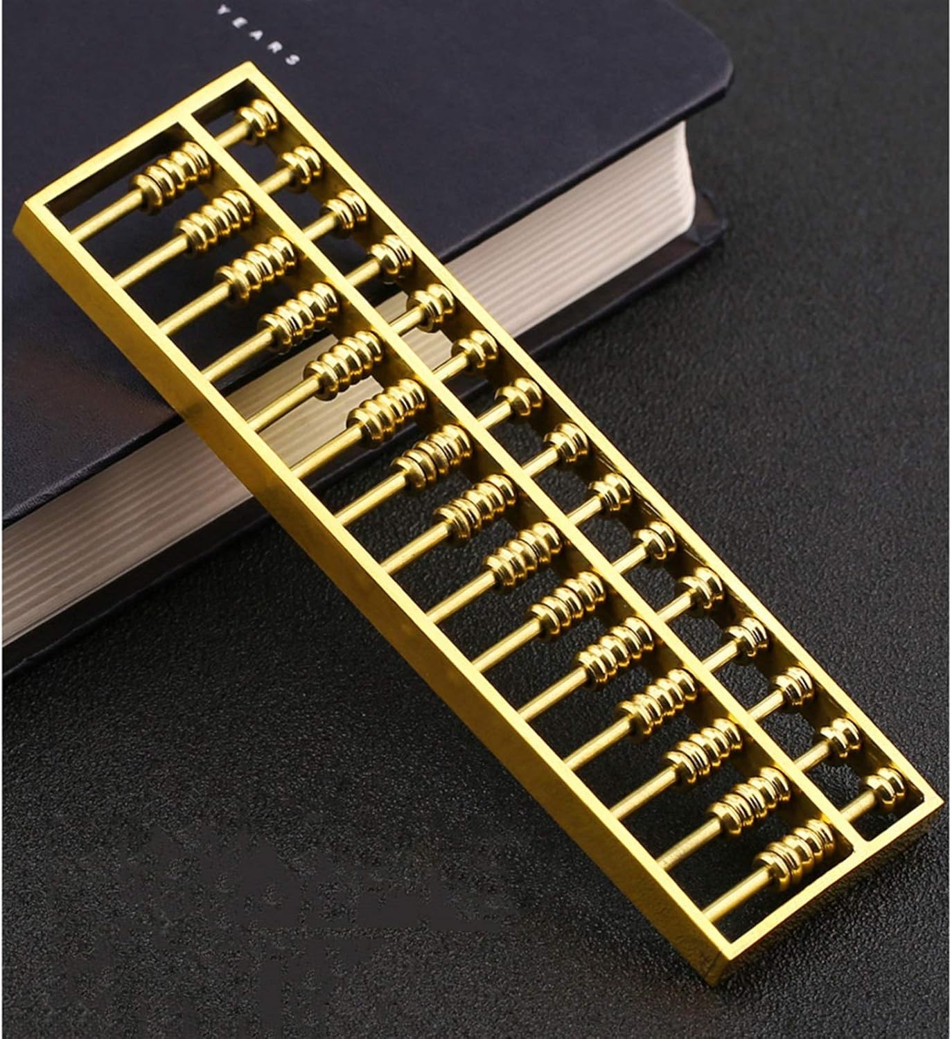 Counting Copper Beads Abacus Super Mini Handheld Abacus Wine Cabinet Decoration Abacus Office Business Gifts with Package (Color : Golden, Size : 14 * 4.2 * 0.7cm)