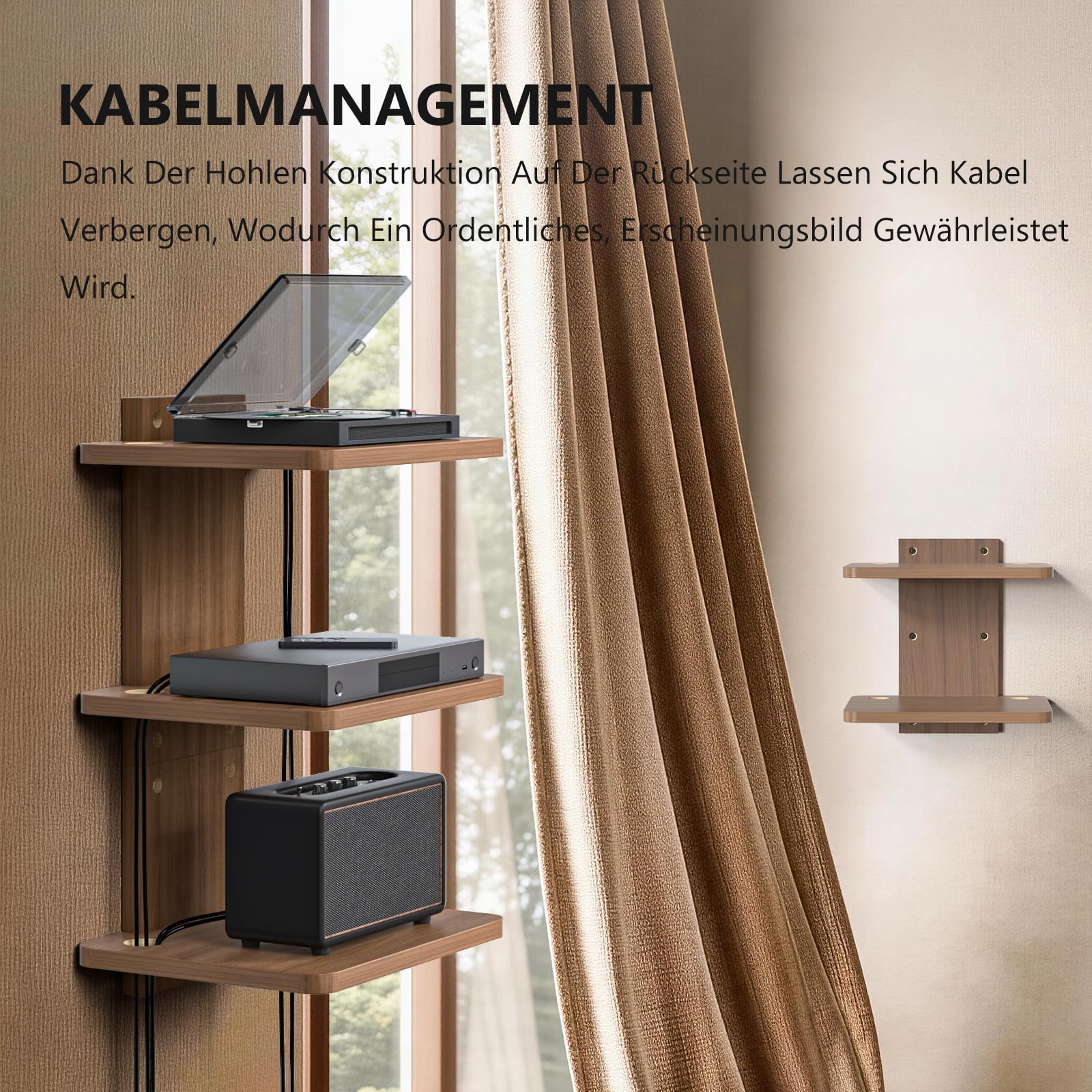 WALI Schwebende Entertainment-Center-Regale, halten bis zu 10 kg, TV-Regal mit verstärktem Holz für DVD-Player, Kabelboxen, Spielekonsolen, TV-Zubehör (CS303N), 3 Regal | Projektorregal für Router, Spielekonsolen, Kabelboxen, Wandhalterungsregale bis 10 k