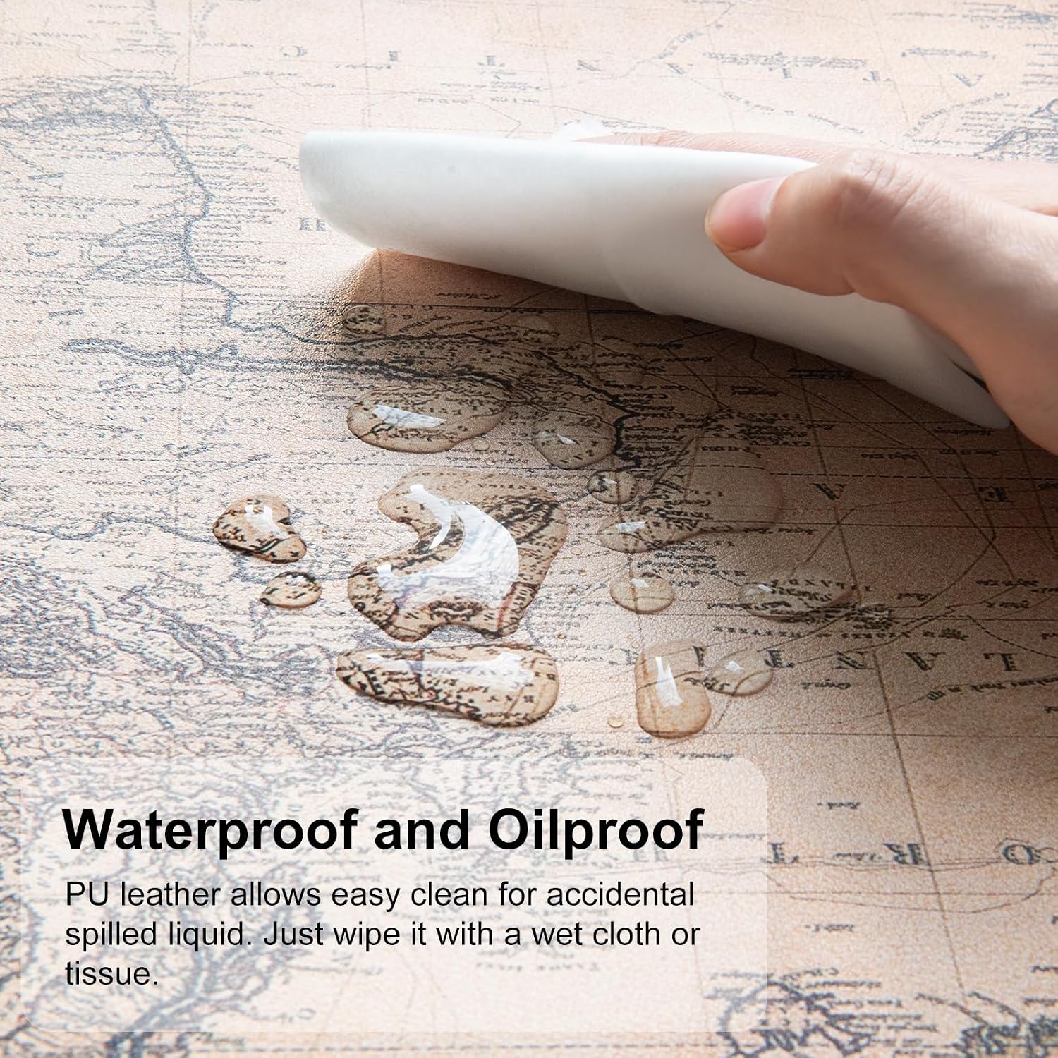 QiyI PU Leather Large Mouse Pad, Office Decor, 31.5" x 15.7", World Map image 3