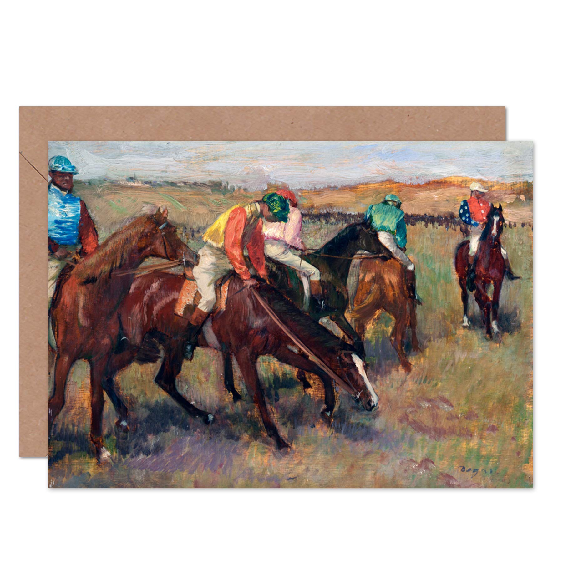 Artery8 Before The Race Edgar Degas C1882 Painting Fine Art Greeting Card Plus Envelope Blank Inside