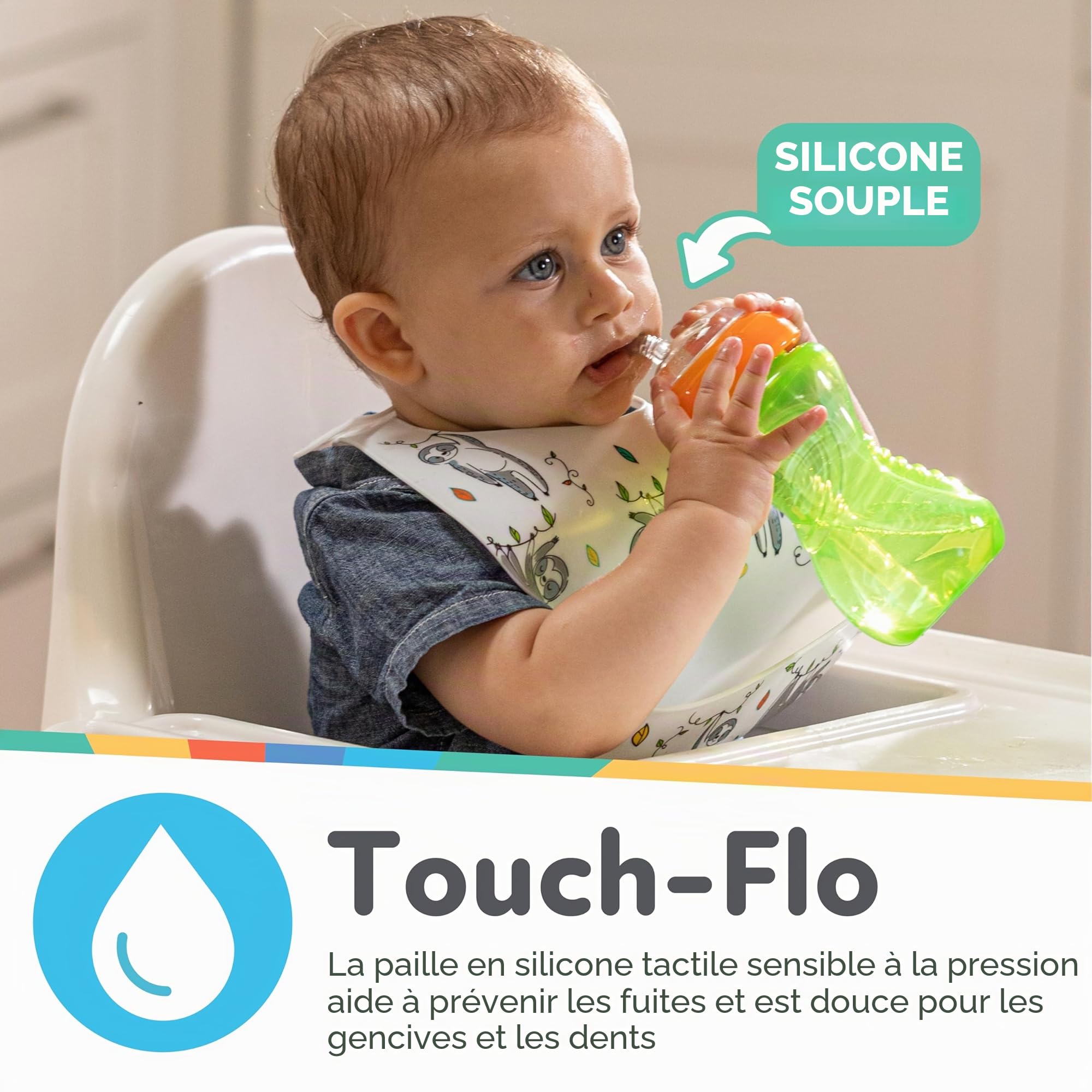 Nuby Tasse anti-fuite avec Paille Flexible | 300ml | 3 pack | 12+ Mois