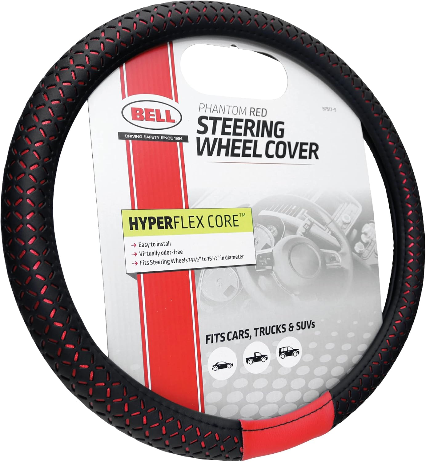 BELL Automotive 22-1-97517-9 Phantom Red Neoprene Universal Steering Wheel Cover, Multicolor, One Size