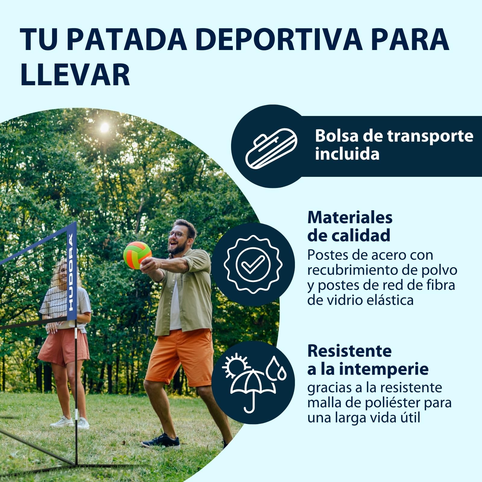 HUDORA Red Multiusos Street para Tenis y Bádminton - Exterior Regulable en Altura para Pista y Parque - Robusta e Impermeable