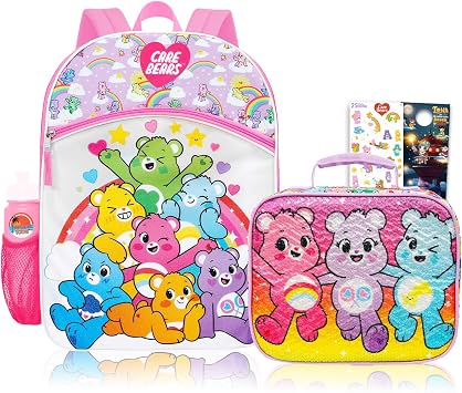 Care Bears Backpack and Lunch Box Set for Girls School Bundle w/More