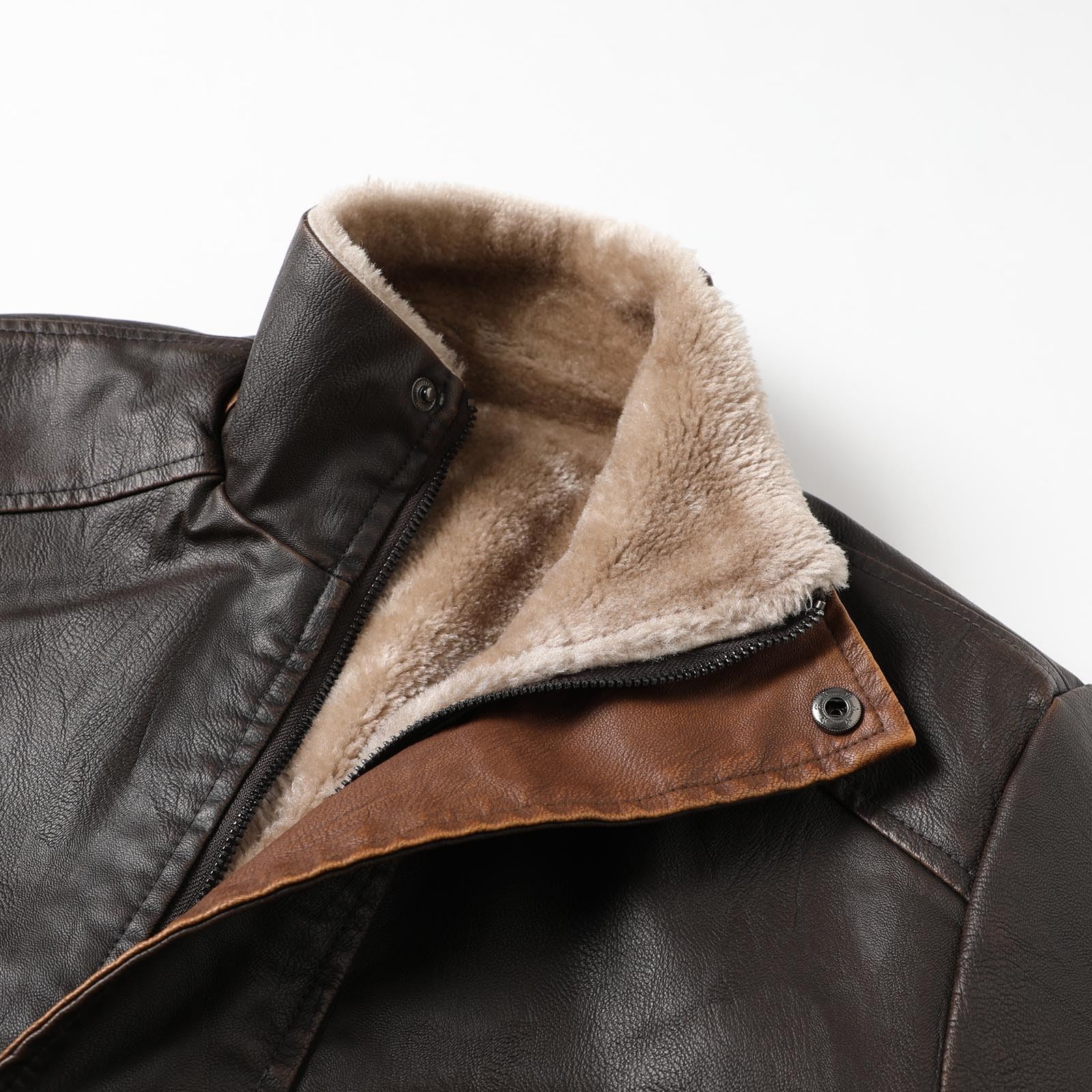 Cappotto Invernale Pelle Uomo Cappotto Moto Uomo Cappotto Pelle Trench in Lana con Revers a Maniche Lunghe Tinta Unita Cappotto Caldo Foderato Cappotto Pelle Vacanza Casual Vintage Taglie Forti