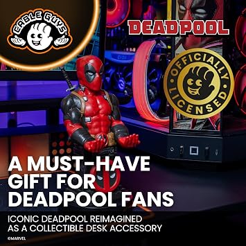 Cableguys Marvel Deadpool Plinth Controller Holder & Phone Stand - Gaming Accessories for Room and Desk Setup, Compatible with Xbox, PlayStation & Most Standard Game Controllers