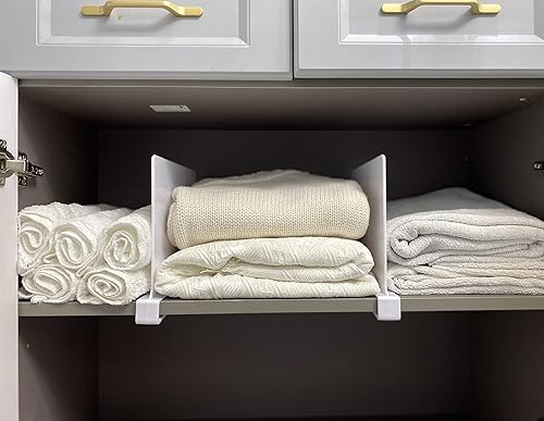 Miniatura 8 de CY craft Divisor de estante acrílico, separadores de estantes de madera, separadores de estantes de armario blanco, organizador de ropa, perfecto