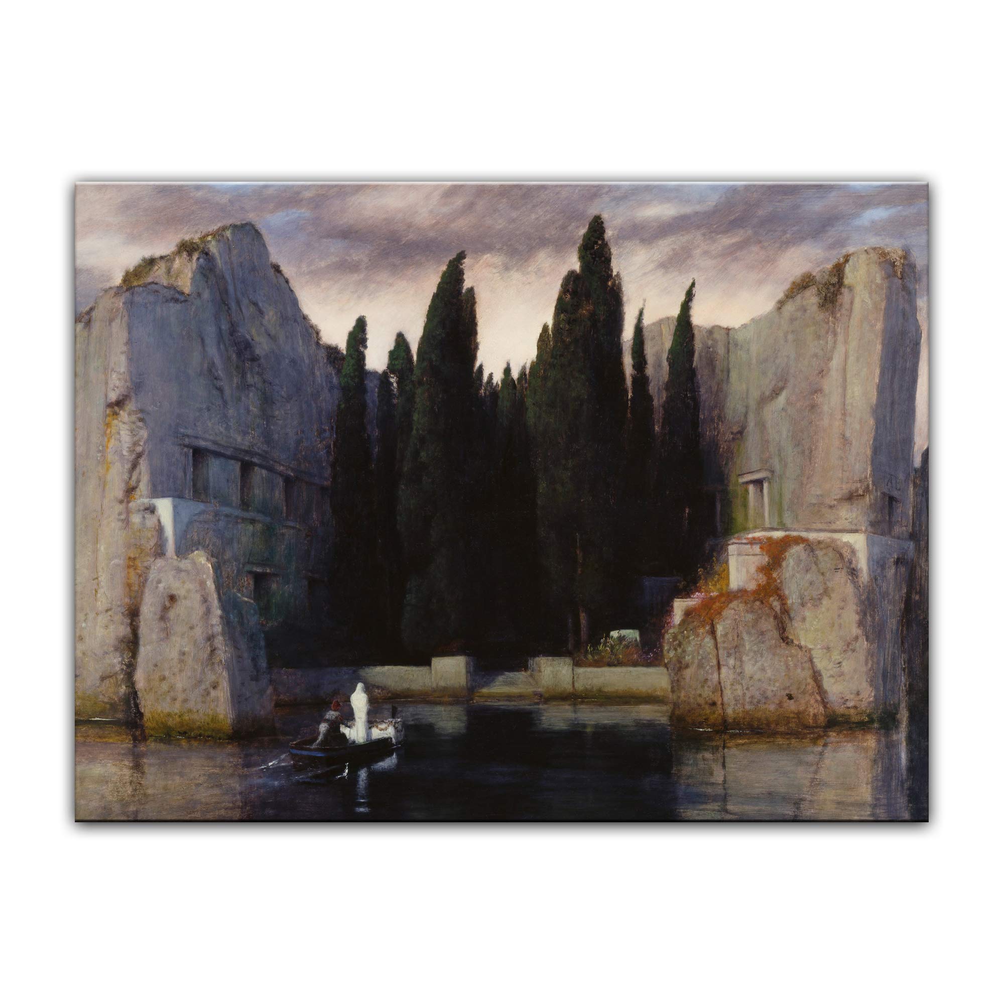 Bilderdepot24 Bild auf Leinwand | Arnold Böcklin Die Toteninsel in 120x90 cm als Wandbild | Wand-deko Dekoration Wohnung alte Meister | 181187-120x90