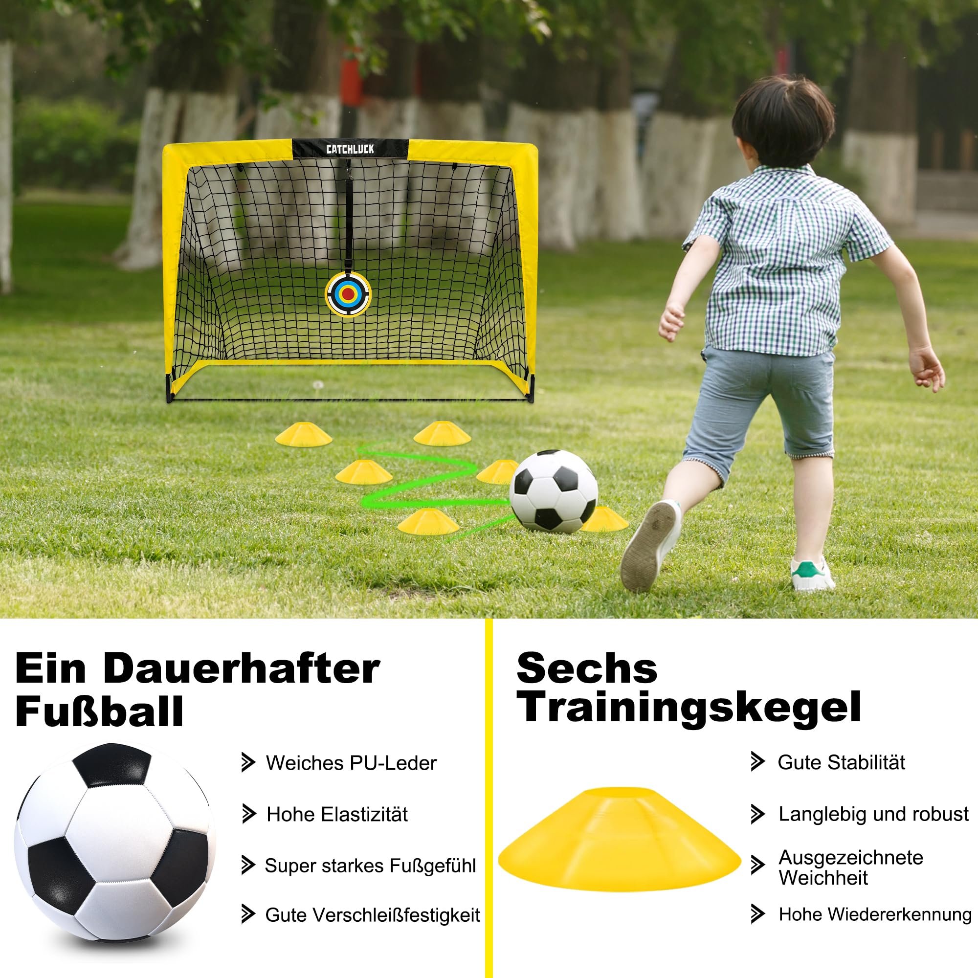 Set di 2 porte da calcio per giardino con coni, chiodi a U e borsa