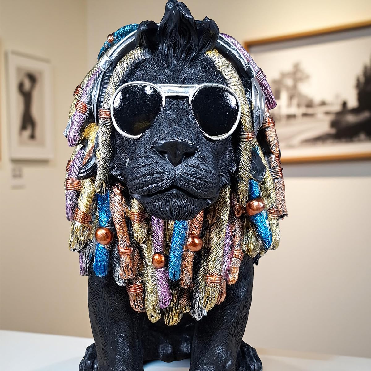 colourliving Deko Hund Rasta Bob – Hundefigur handbemalt aus Polyresin | in 2 Größen & Farben zur Auswahl (Schwarz, Groß)