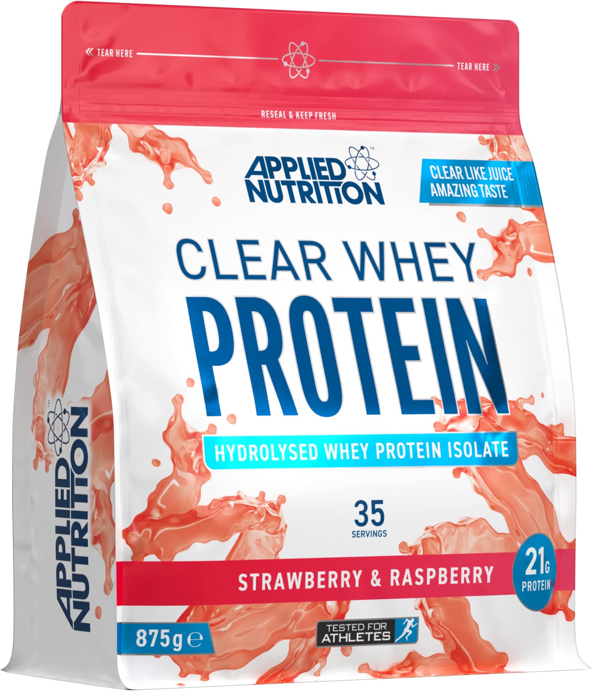 Clear Whey Isolate - Whey Protein Isolate, Refreshing High Protein Powder, Fruit Juice Style Flavours (35 Servings, Strawberry & Raspberry)