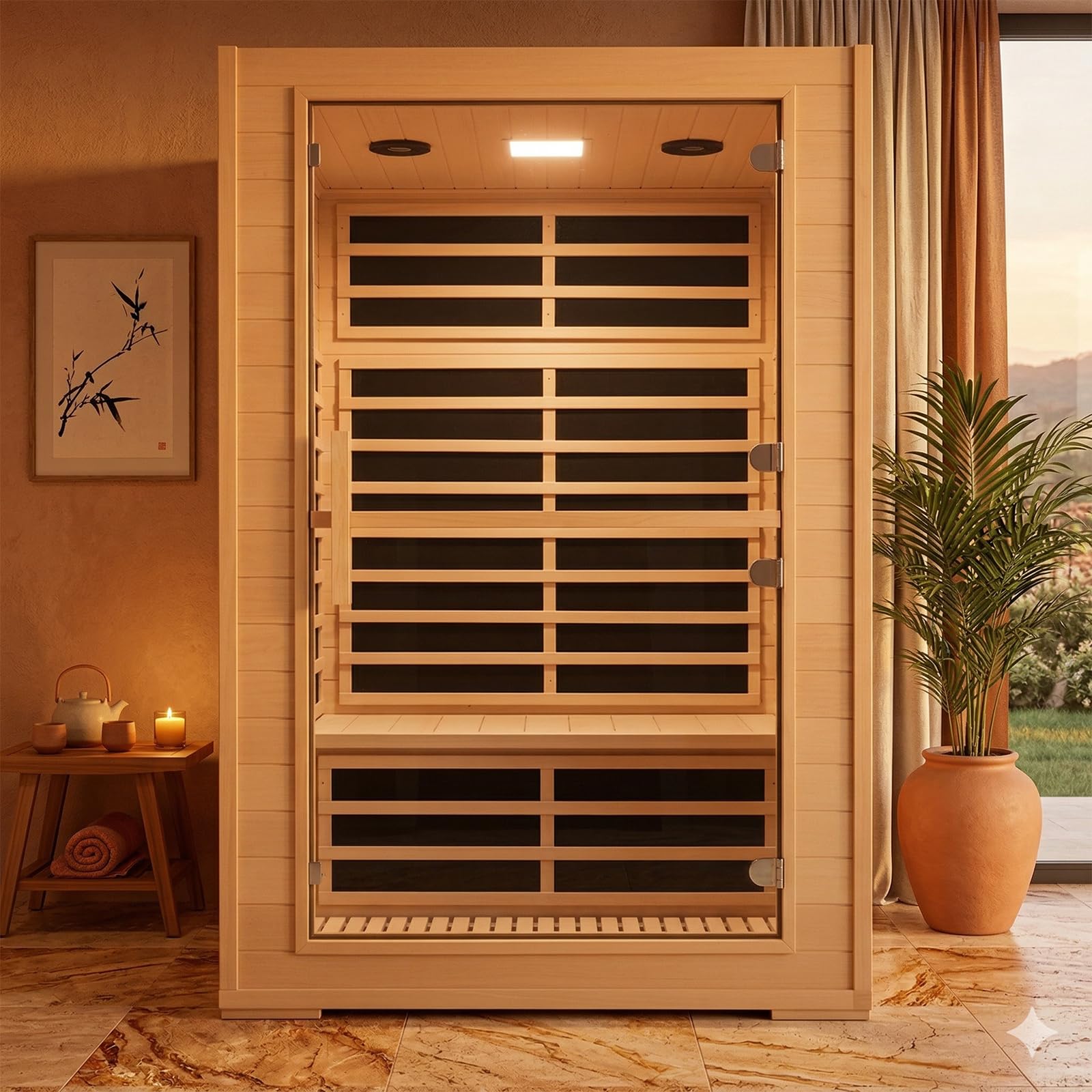 Homsido 2 Person Far Infrared Sauna with 8 Mica Heating Panels