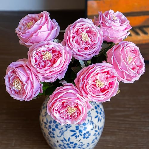 Miniatura 10 de 4 flores falsas blancas para decoración del hogar, flores artificiales de tacto real, peonía Austin, rosa, de látex, flores falsas, decoración de