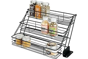 mDesign Metal 3-Tier Pull Down Spice Rack | Easy Reach Kitchen Storage