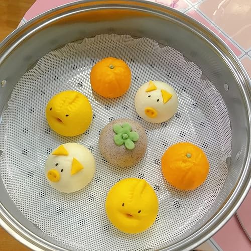 Miniatura 2 de HYMAOME - 10 revestimientos de silicona antiadherentes de malla para vaporizar bollos de sopa, bollos de sopa, rollos, 2 tamaños,