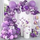 Lazybeee 75Pcs Purple Balloon Garland Kit - Birthday Party Decorations for Girls, Baby Shower, Wedding, Bridal Shower, Anniversary, Balloon Arch, Backdrop, Metallic White & Purple Confetti Balloons gallery image
