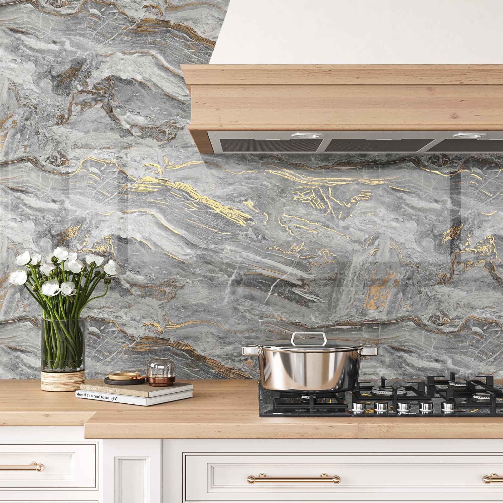 FunStick 15.7"x472" Stained Grey Concrete Peel And Stick Wallpaper Removable 3D Faux Concrete Contact Paper For Walls Countertop Paper Cement Self Adhesive Wall Paper Sticker For Bedroom Renters Vinyl - View #8
