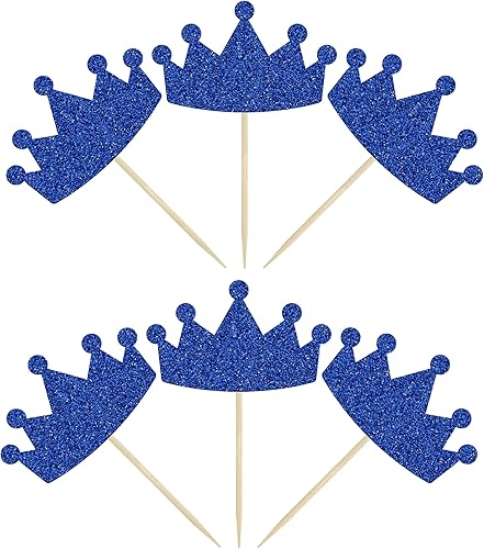 Miniatura 8 de 24 piezas de coronas para cupcakes con purpurina para decoración de cupcakes de reina con temática de princesa, baby shower, niñas, boda, fiesta de