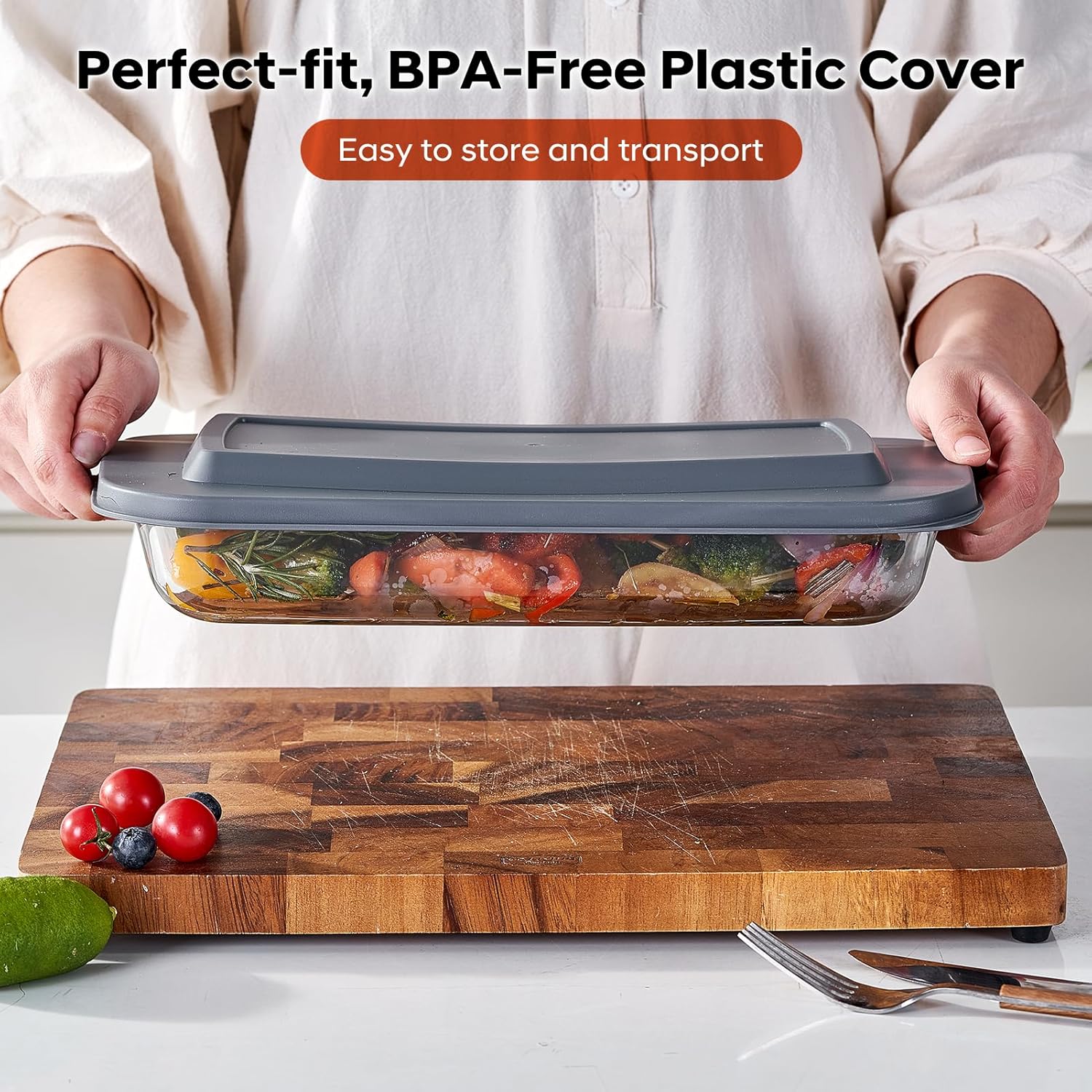 Casserole Dishes for Oven with Lid and Insulated Carrier,Glass Baking Dish for Oven Dishwasher Freezer Safe（3.0L,3.2QT）