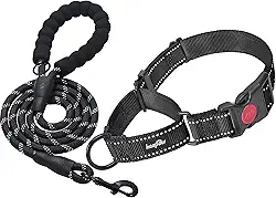 Coleira para cachorro Haapaw 2 pacotes com coleiras refletoras de liberação rápida para cães pequenos, médios e grandeshaapaw collar+leash, L neck 17'-21' preto