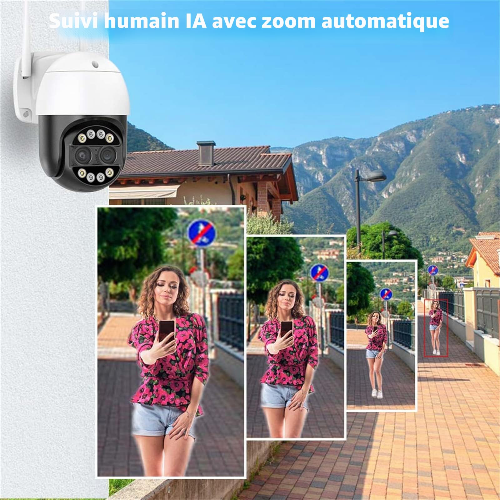Caméra De Sécurité Extérieure, Caméra De Surveillance Filaire À Vision Nocturne Couleur 4K 8MP Zoom 8X Avec Vue PTZ À 360 °, Détection De Mouvement, Sirène, Audio Bidirectionnel