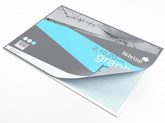 Silvine A3 Professional Graph Paper Pad - Printed 2-10-20mm Graph (50 Sheets)