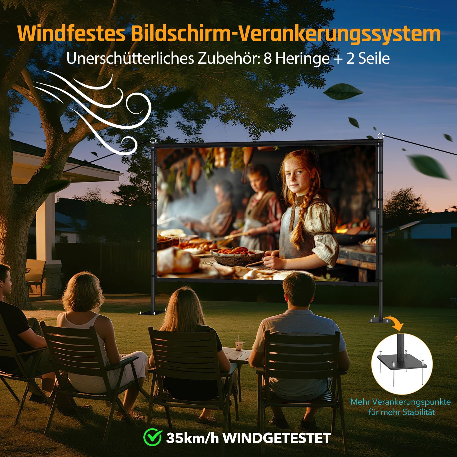 Beamer Leinwand Outdoor mit Ständer: LEORFI 120 Zoll Projektionswand Ständer Portable faltbar Front/Rückprojektion Bodenleinwand mit Tragetasche - Upgraded Sturdy Base für Heimkino, Filme Nächte