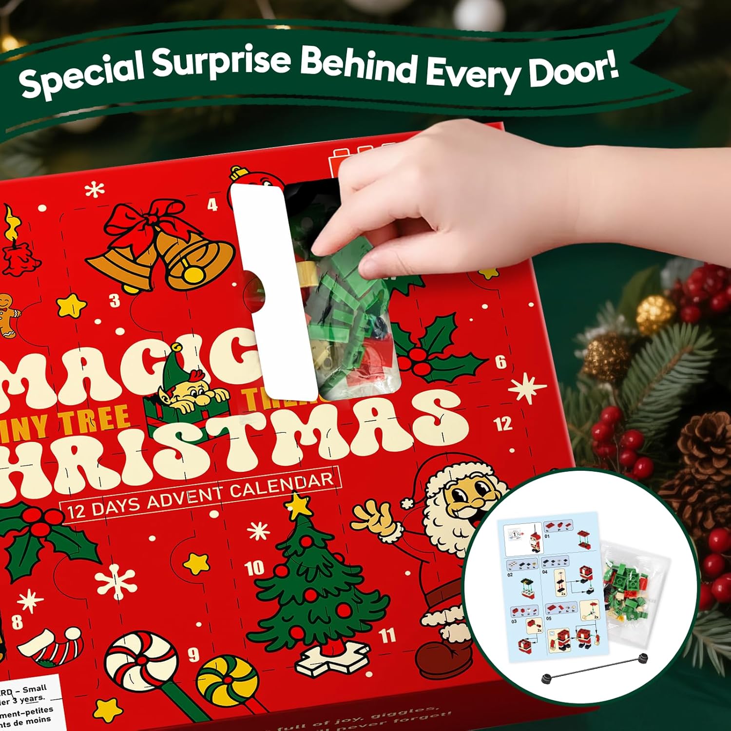 Christmas Advent Calendar for Kids: STEM Building Kit with 359 PCS, 12 Days DIY Brick Ornaments, Countdown Tree Decorations & Holiday Gifts for Boys & Girls Ages 6+