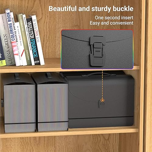 Miniatura 6 de Carpetas de archivos expandibles de 25 bolsillos, organizador de archivos de acordeón portátil, carpeta de archivos expandible, factura, recibo de