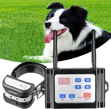Wireless Dog Fence Electric Training Collar 2-in-1, Adjustable Vibration & Shock, IP65 Waterproof Collar, Control Range 80-1940ft Feet, Pets Dog Containment System Boundary Container,for1dog