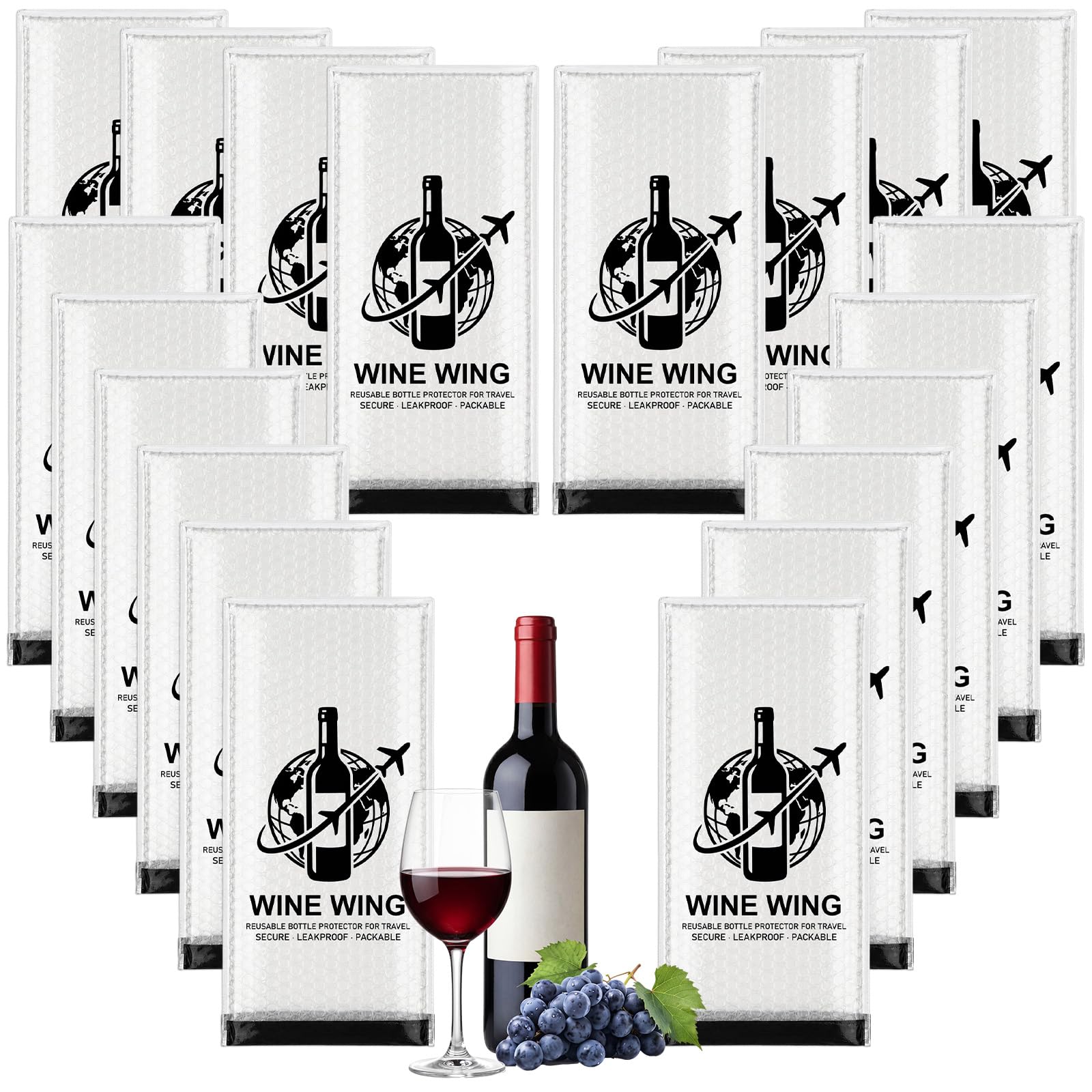 Lewtemi 20 Set Reusable Wine Bags for Travel Wine Travel Protector