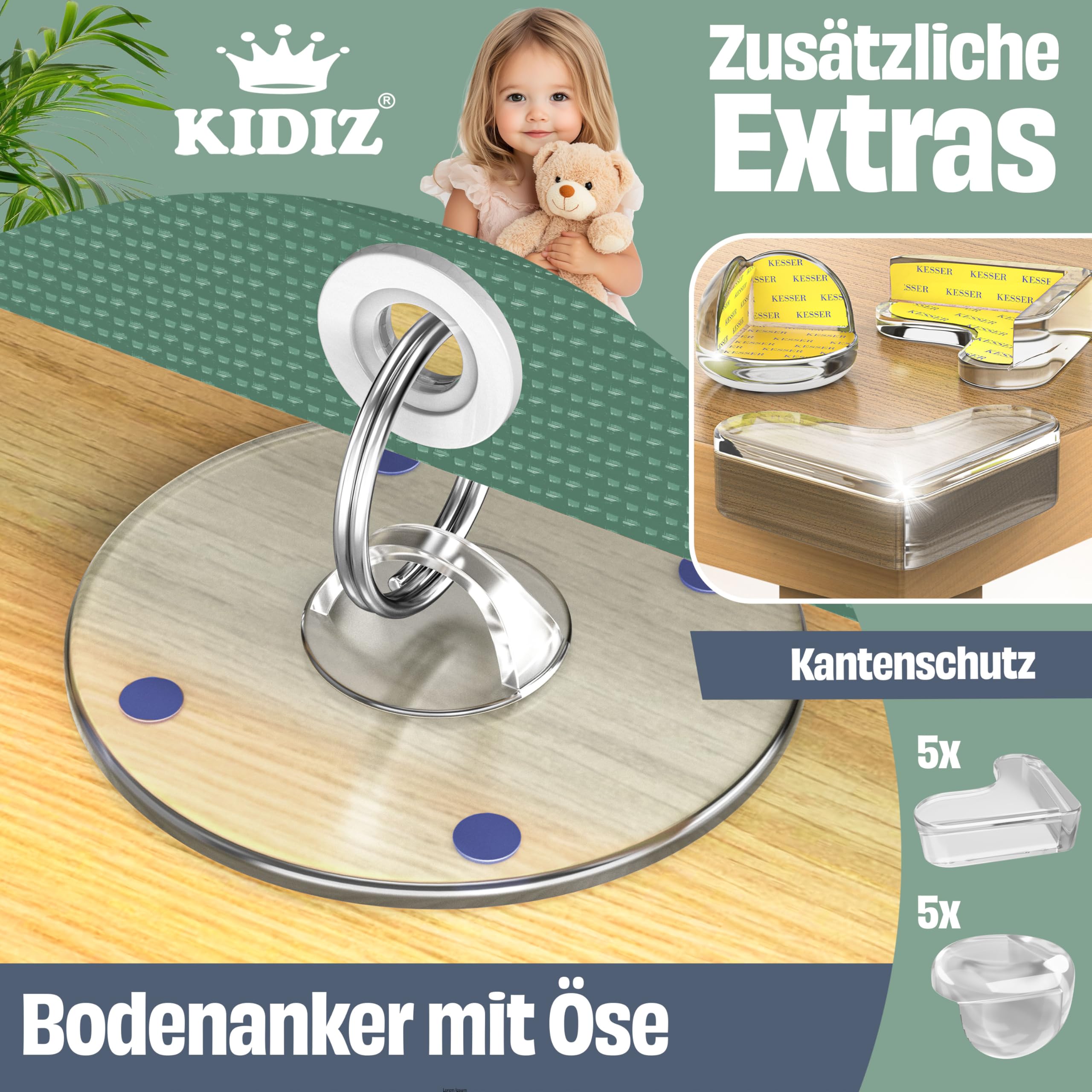 KIDIZ® Barrière de protection d'escalier extensible de 0 à 180 cm - Sécurité enfant pour bébés et animaux domestiques - Grille de protection pour escaliers et portes - Avec ancrage au sol et