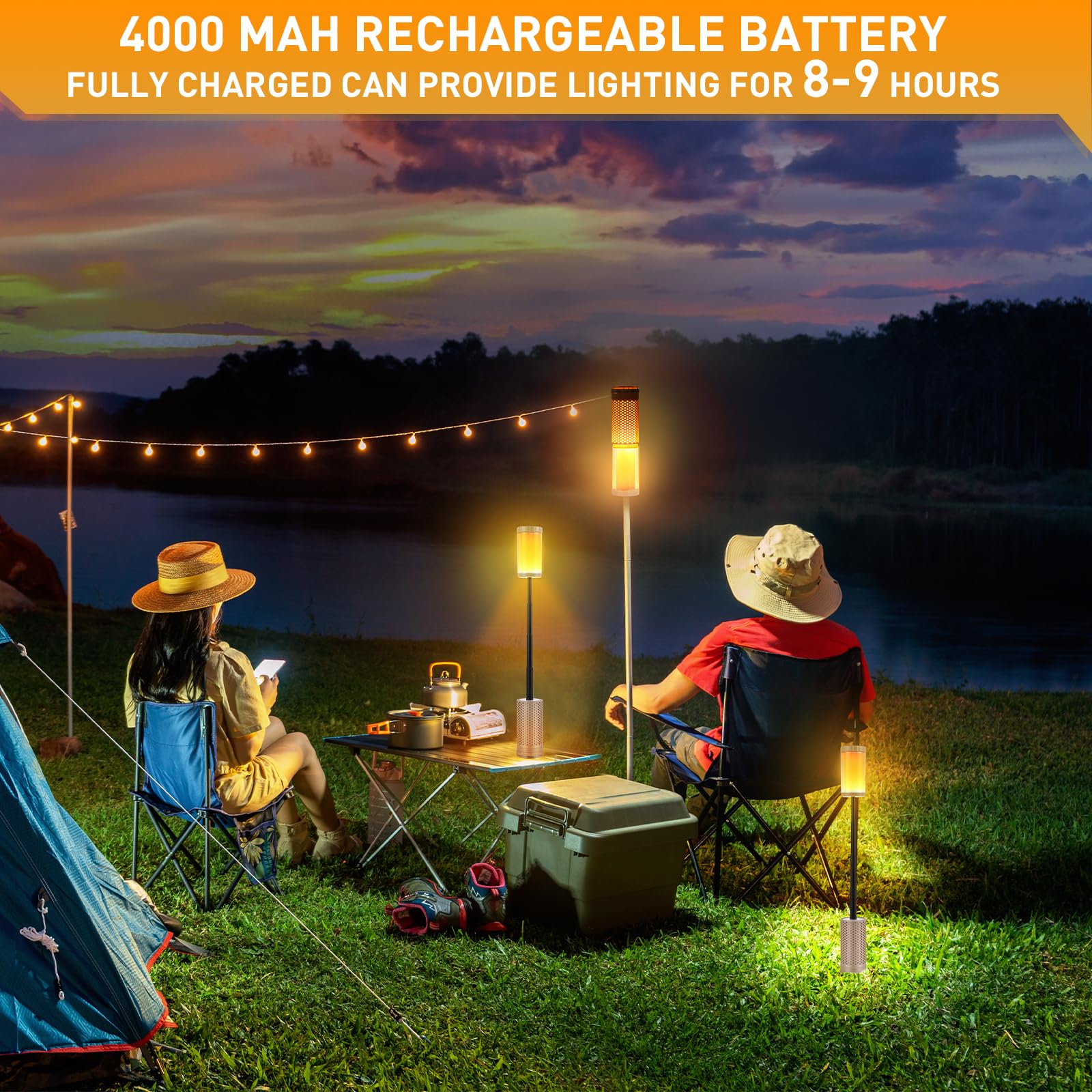 Lanterne LED Vintage Rechargeable – 3 Modes – Camping Étanche