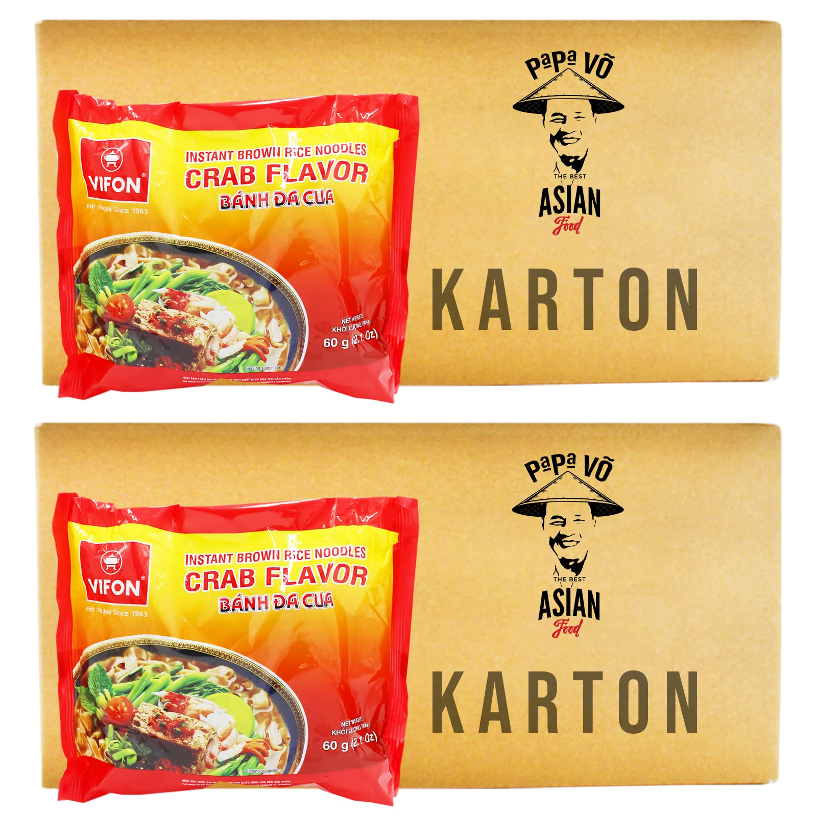 60er Pack (60x60g) Vifon Instant Reisnudeln mit Krabbengeschmack Banh Da Cua (Papa Vo ®)