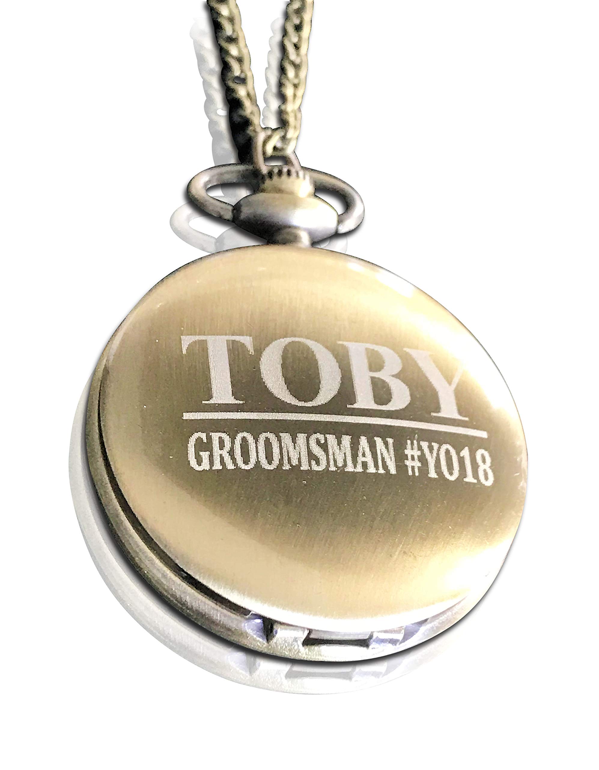 Engraved Pocket Watch - Wedding Groomsmen Personalized Unique Gifts - Chain, Box and Engraving Included, Comes in 4 Colors, Black/Gunmetal, medium, vintage style (B07MPDB6Y5) Amazon Price History, Amazon Price Tracker