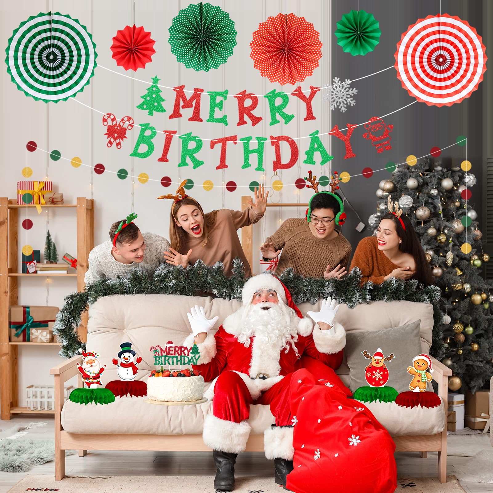 Roetyce Kit de decoración de fiesta de cumpleaños de Navidad