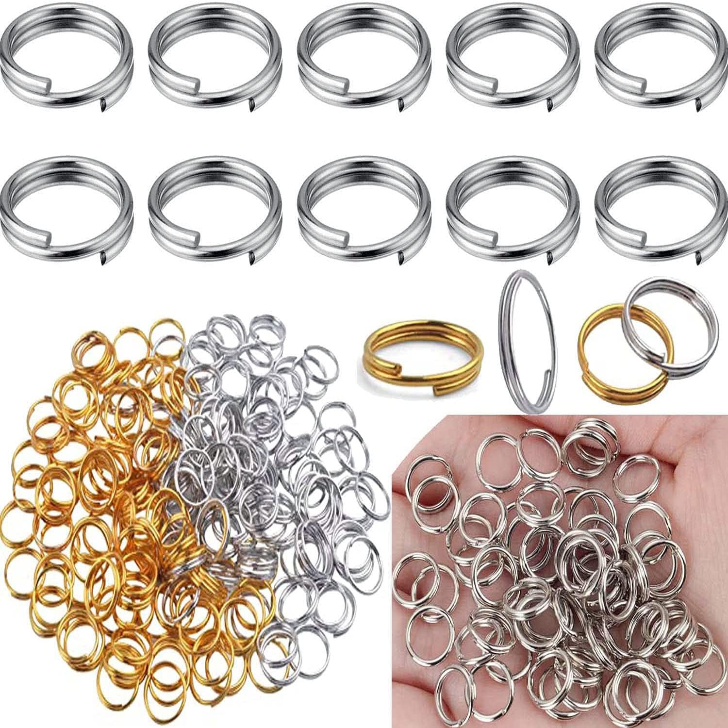 DIY Crafts 20 Pcs, Gold, Small Key Chain Ring Split Rings Key Chains for Keys Organization, Silver Color (10-1(20 Pcs, Gold)